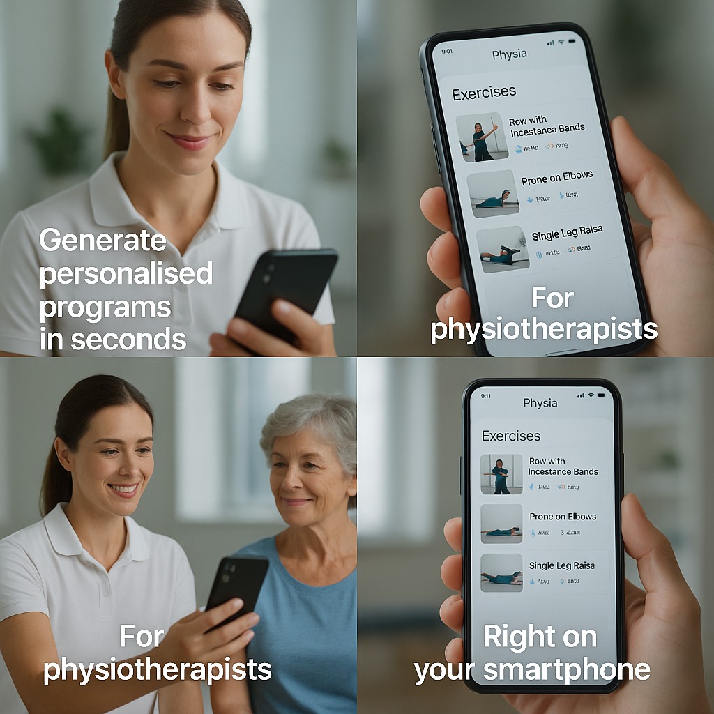 Become the most recommended physiotherapist — Generate personalised programs in seconds, motivate patients to exercise daily, and monitor progress — on any device.